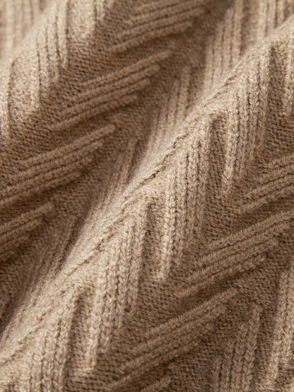 Robuster geometrischer V-Ausschnitt-Jacquard-Pullover