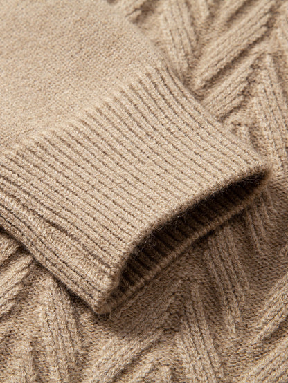 Robuster geometrischer V-Ausschnitt-Jacquard-Pullover