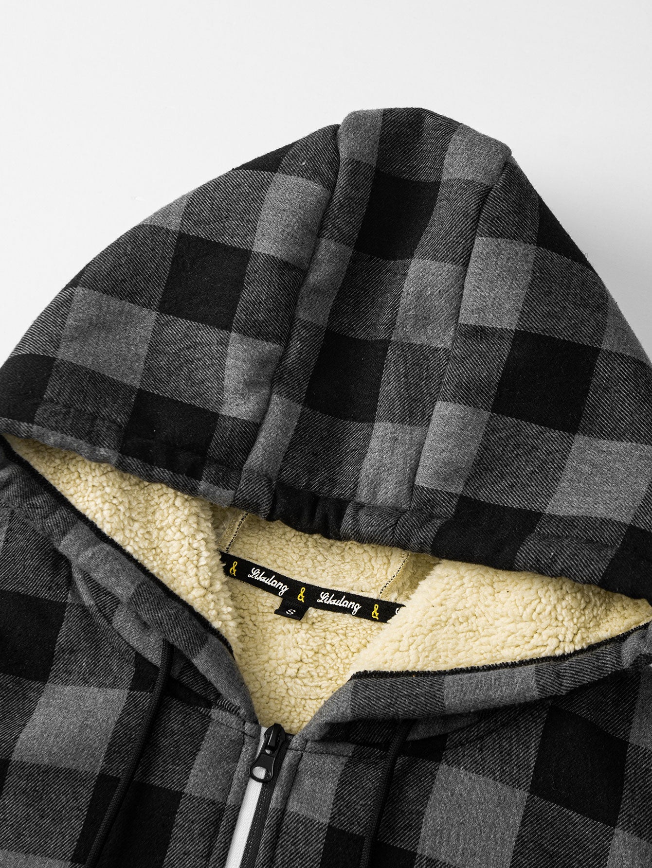 Teddygefütterter Flanell-Karo-Hoodie