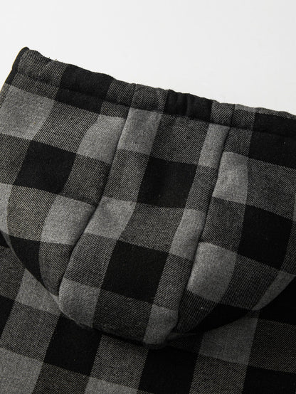 Teddygefütterter Flanell-Hoodie mit Karomuster