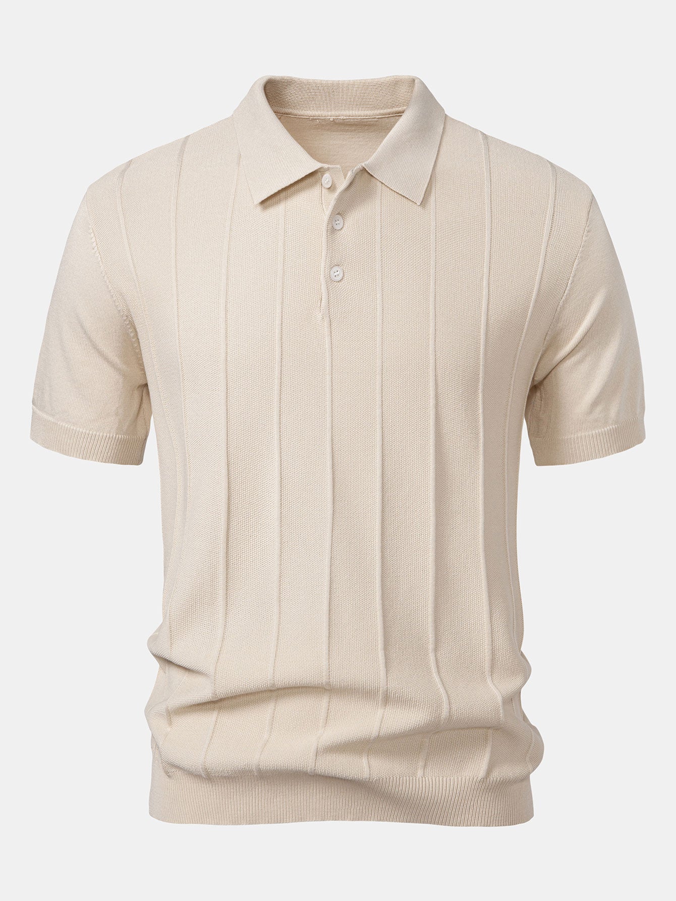 Gestreiftes Jacquard-Polo mit gerader, gerippter Hose