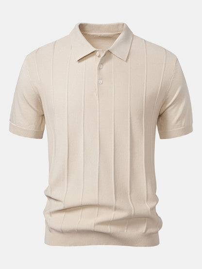 Gestreiftes Jacquard-Polo mit gerader, gerippter Hose