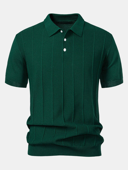 Gestreiftes Jacquard-Polo mit gerader, gerippter Hose