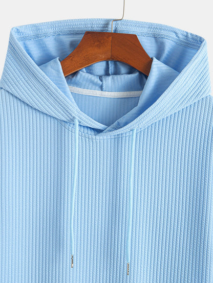 Rippstrick Kapuzen-T-Shirt mit abgerundetem Saum