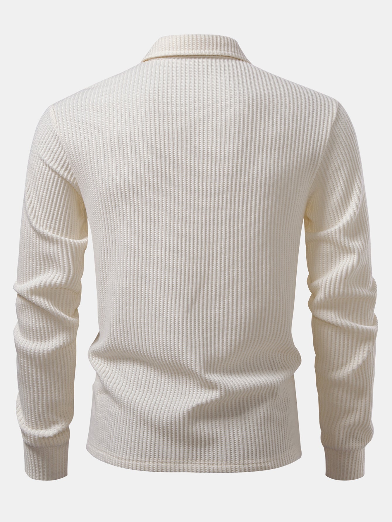 Langärmliges gestricktes Waffel-Poloshirt