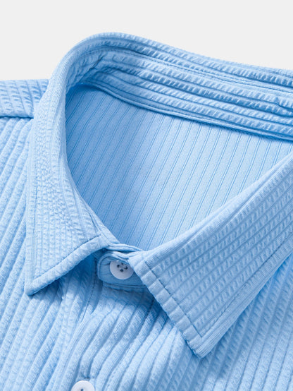 Langärmliges Muskel-Fit Rippstrick Hemd mit Knöpfen und gerade geschnittene Rippstrickhose