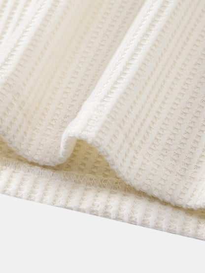 Langärmliges gestricktes Waffel-Poloshirt