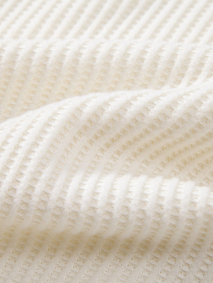 Langärmliges gestricktes Waffel-Poloshirt