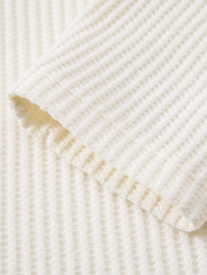 Langarm Waffelshirt mit Stehkragen