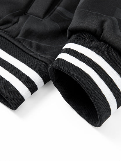 Geometrisch gemusterte Teddy-Fleece Baseballjacke