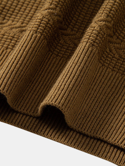 Geometrischer Jacquard Rundhals Pullover