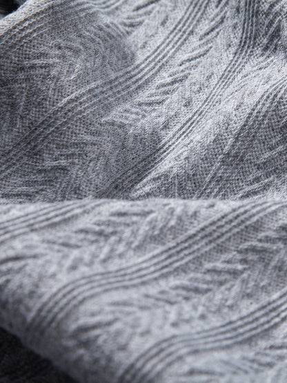 Langarm Jacquard Poloshirt mit Weizenähren-Muster