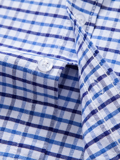 Karriertes Baumwollhemd mit Cowboy-Stickerei und Knöpfen