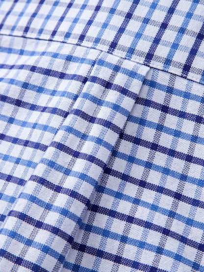 Karriertes Baumwollhemd mit Cowboy-Stickerei und Knöpfen