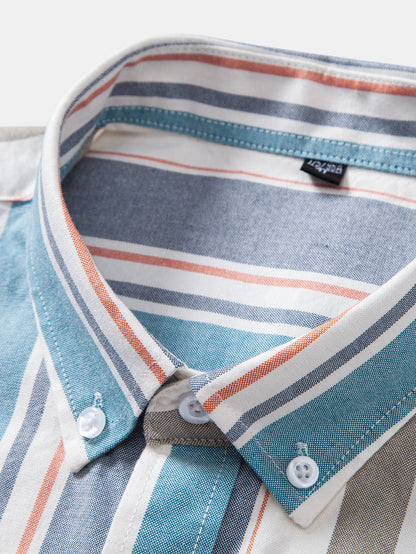 Cowboy Stickerei Baumwolle Gestreiftes Hemd mit Knöpfen