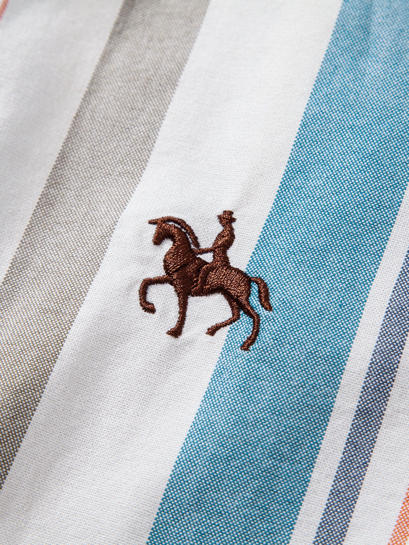 Cowboy Stickerei Baumwolle Gestreiftes Hemd mit Knöpfen