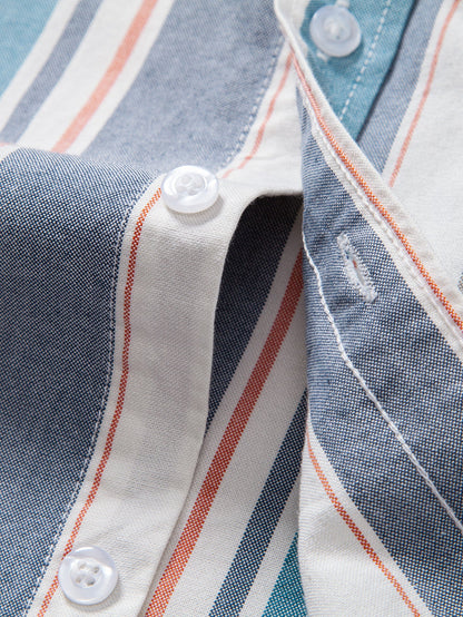 Gestreiftes Cowboy-Hemd aus Baumwolle mit Knöpfen