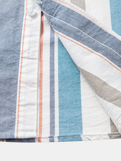 Gestreiftes Cowboy-Hemd aus Baumwolle mit Knöpfen