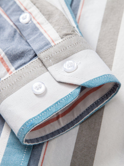 Gestreiftes Cowboy-Hemd aus Baumwolle mit Knöpfen