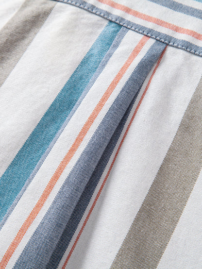 Cowboy Stickerei Baumwolle Gestreiftes Hemd mit Knöpfen