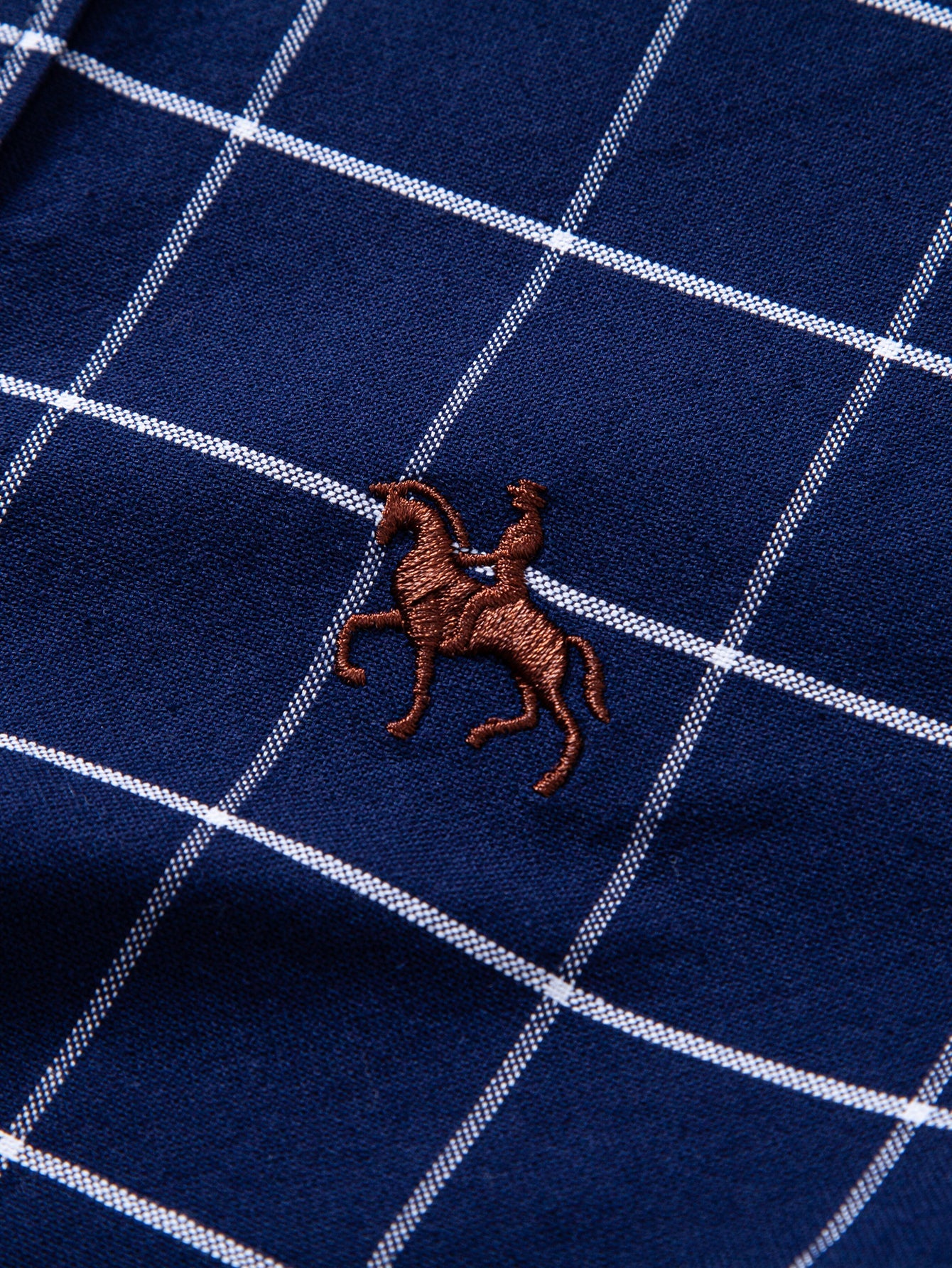 Karierter Cowboy-Stickerei Baumwollhemd mit Knöpfen