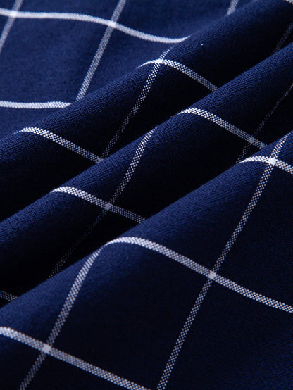 Karierter Cowboy-Stickerei Baumwollhemd mit Knöpfen