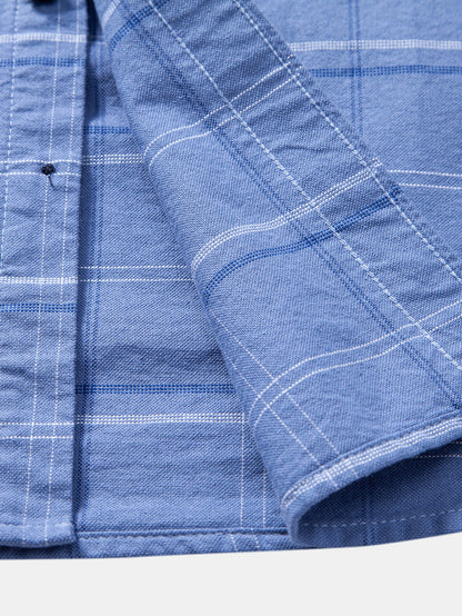 Karierter Baumwoll-Cowboy-Hemd mit Knopfdetails und Stickerei