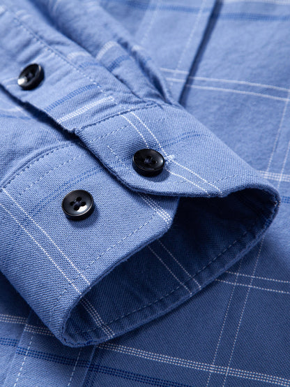 Karierter Baumwoll-Cowboy-Hemd mit Knopfdetails und Stickerei