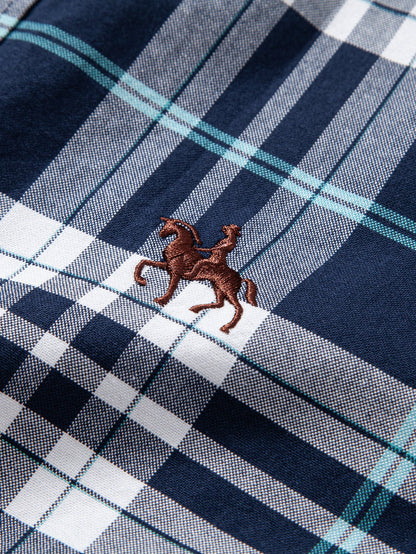 Gesticktes Cowboy-Hemd aus Baumwolle mit Karomuster und Knöpfen