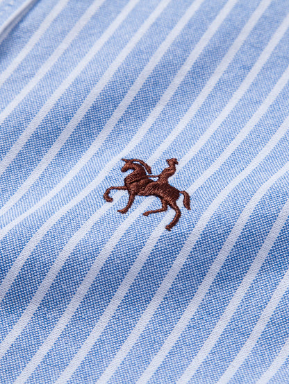 Cowboy Stickerei Baumwolle Oxford Streifenhemd