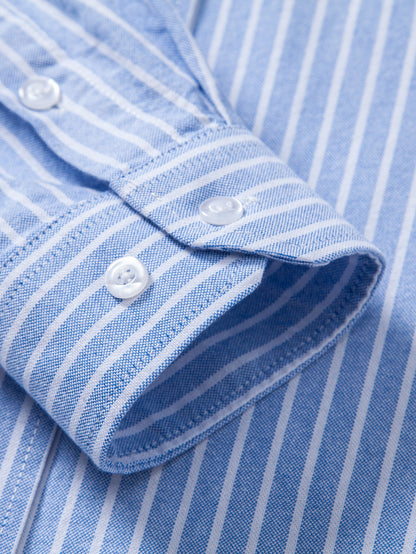 Cowboy Stickerei Baumwolle Oxford Streifenhemd