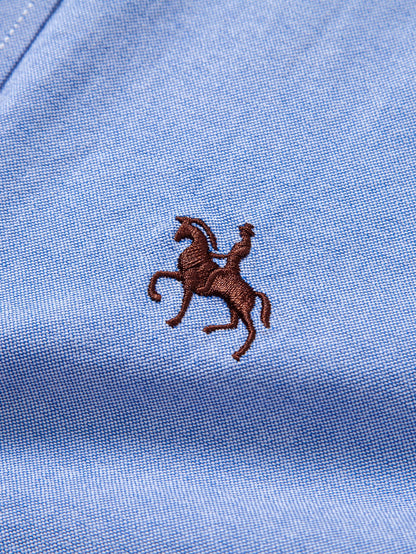 Cowboy-Stickerei Baumwoll-Oxford Hemd mit Knopfleiste