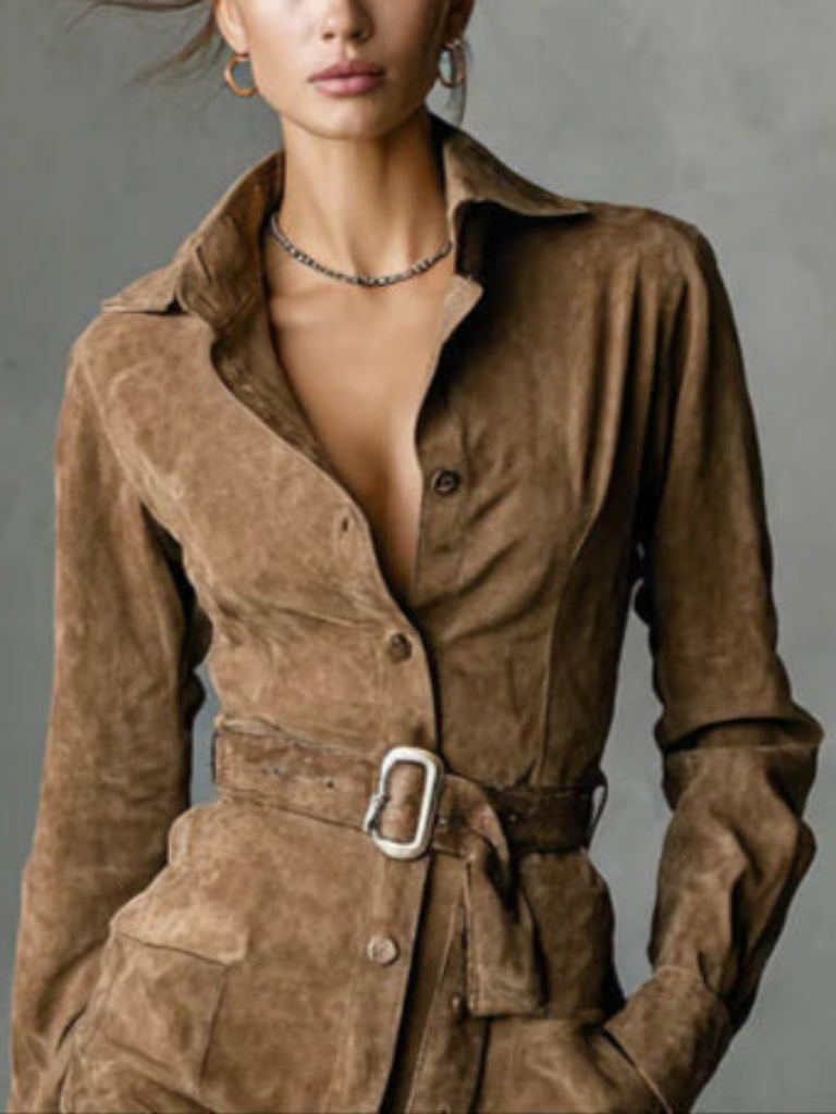 SELENE SUEDE MIDI-MANTELKLEID