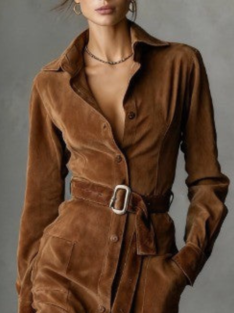 SELENE SUEDE MIDI-MANTELKLEID