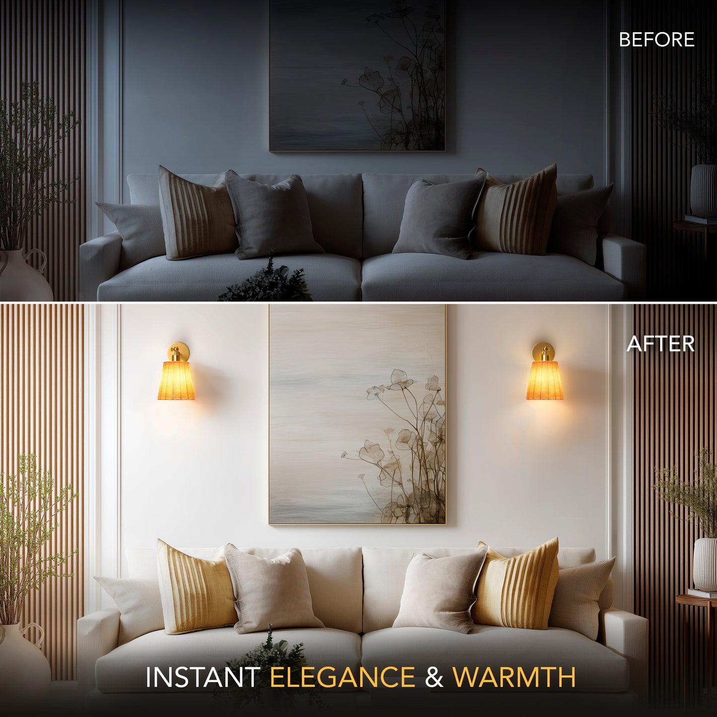 NATÜRLICHE DRAHTLOSE WANDLAMPEN (SET AUS 2)