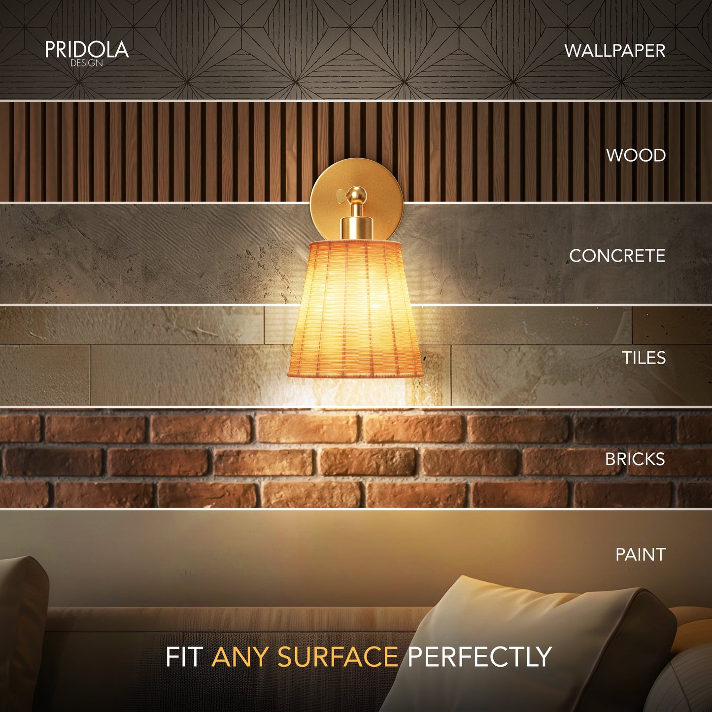 NATÜRLICHE DRAHTLOSE WANDLAMPEN (SET AUS 2)