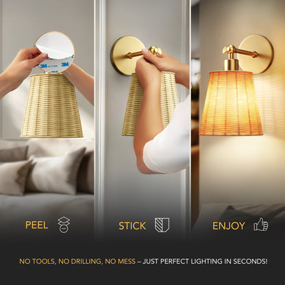 NATÜRLICHE DRAHTLOSE WANDLAMPEN (SET AUS 2)