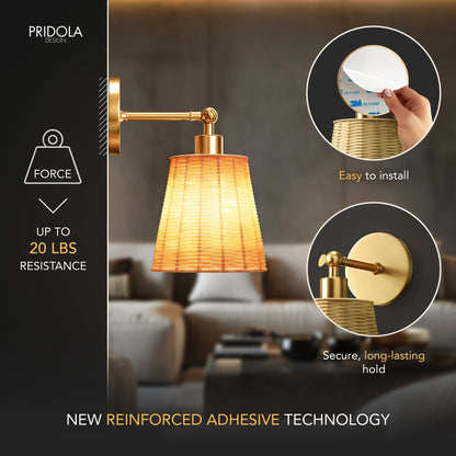 NATÜRLICHE DRAHTLOSE WANDLAMPEN (SET AUS 2)