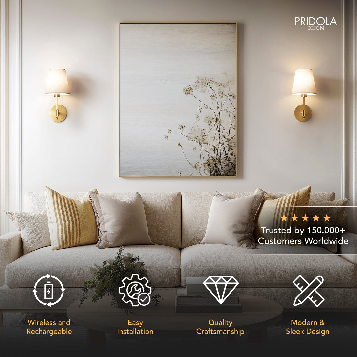 MODERNE DRAHTLOSE WANDLEUCHTEN (SET AUS 2)