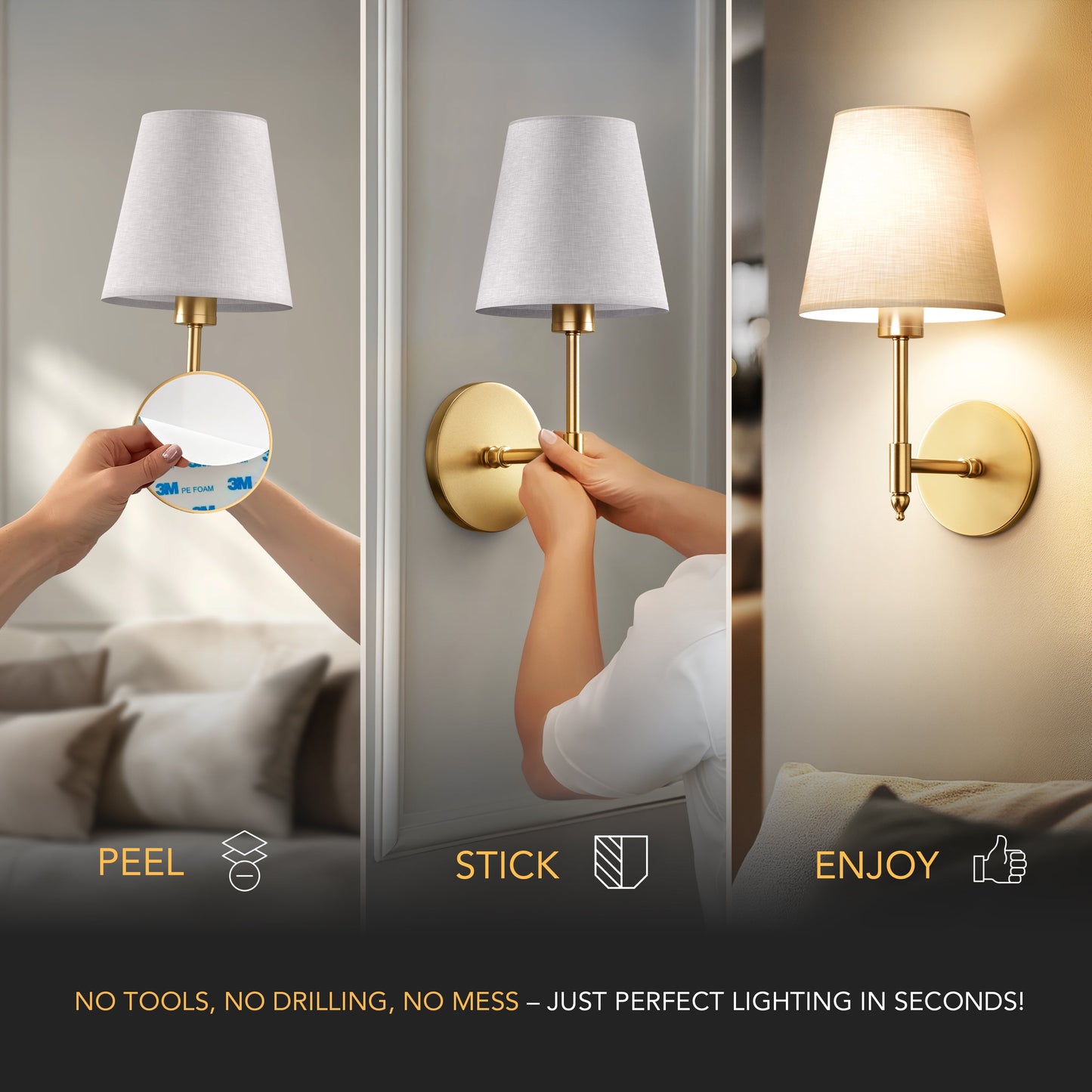 MODERNE DRAHTLOSE WANDLEUCHTEN (SET AUS 2)