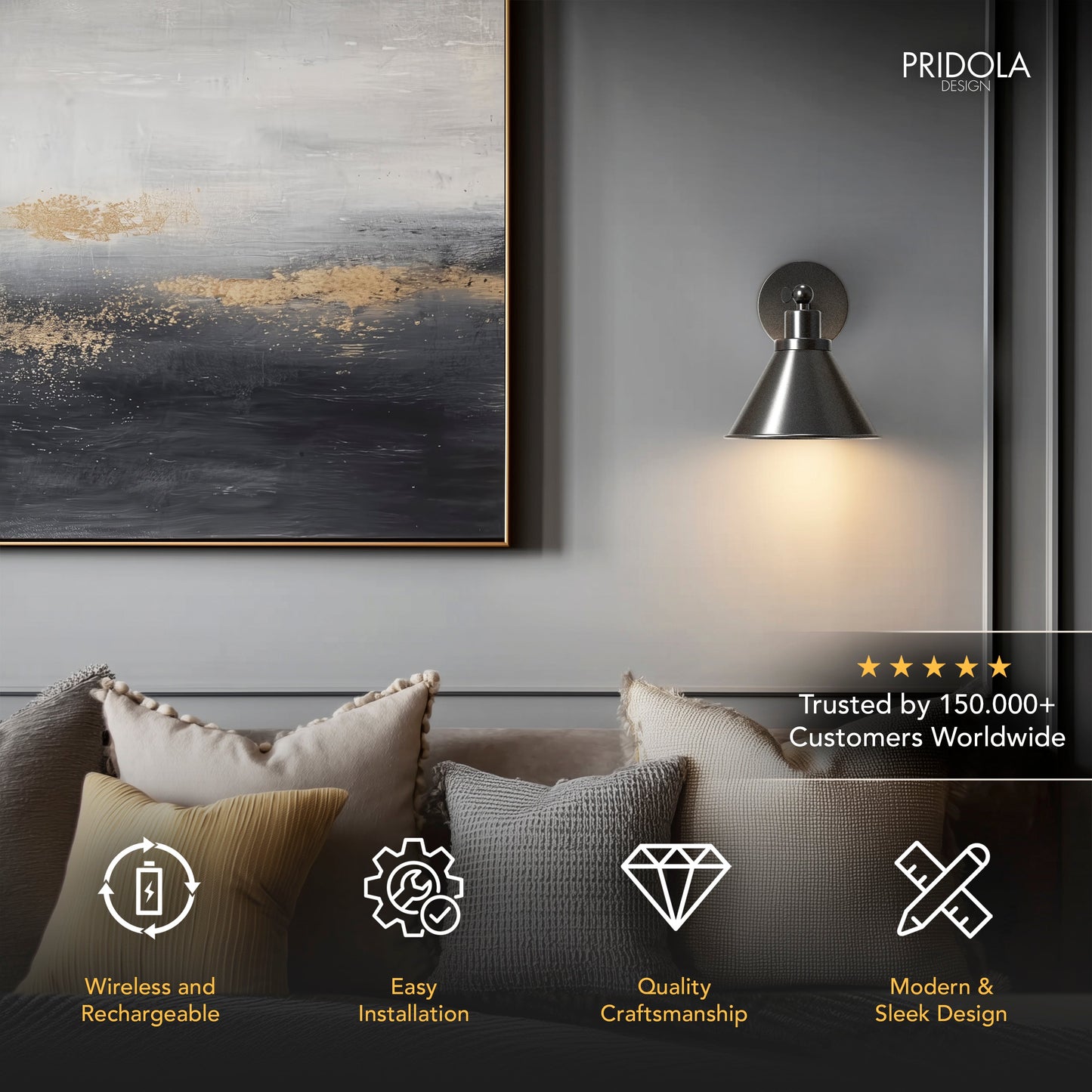 INDUSTRIELLE DRAHTLOSE WANDLAMPEN (SET AUS 2)