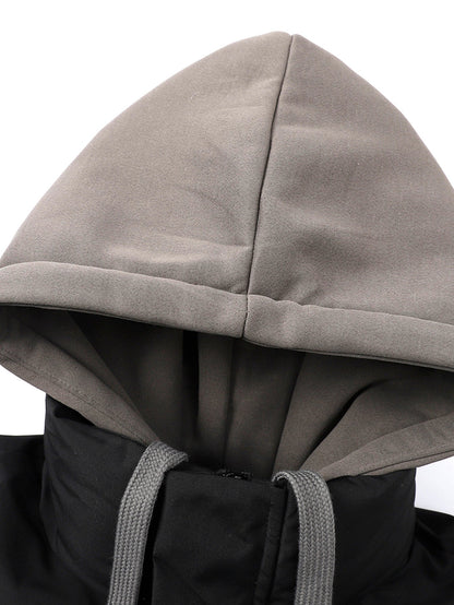 2-in-1 Kontrast Kapuzen Steppjacke