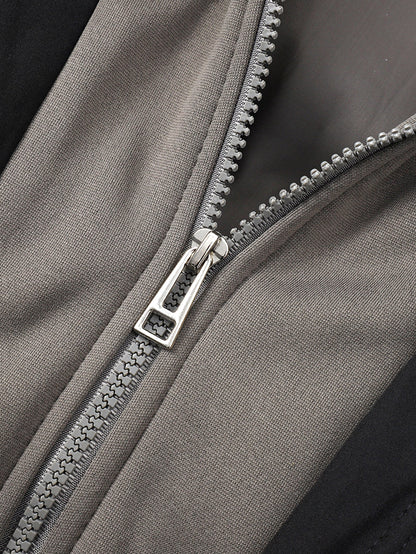 2-in-1 Kontrast Kapuzen Steppjacke