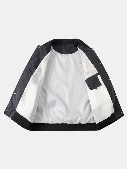 Baseballjacke im Locker-Schnitt mit kontrastierender Stickerei