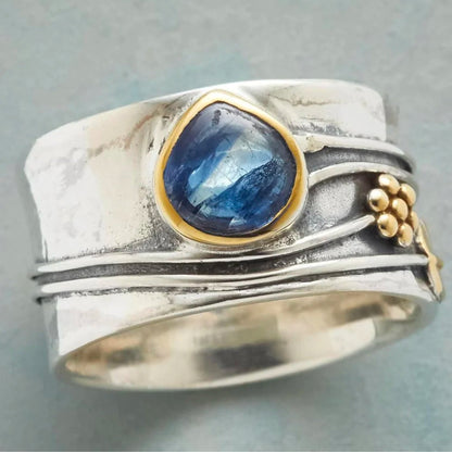 Vintage Silber Blauer Saphir Ring
