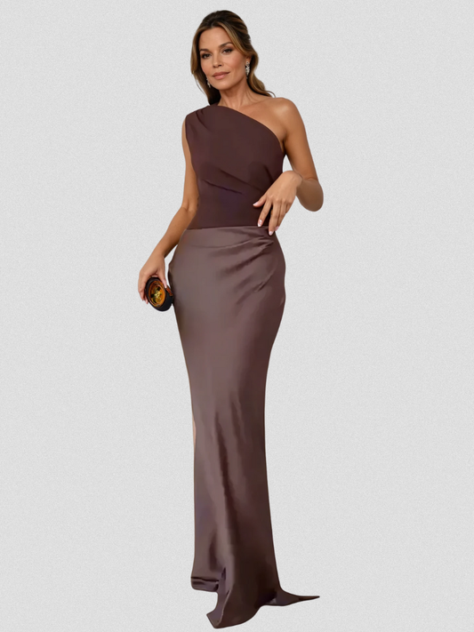 AMARA SATIN MAXI-KLEID