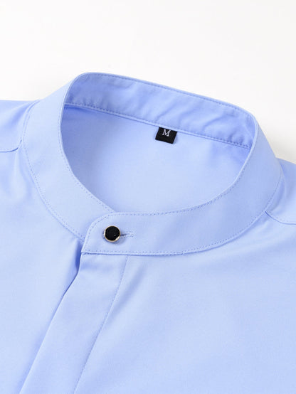 Stehkragenhemd mit verdeckter Knopfleiste und bügelfreier Pflege