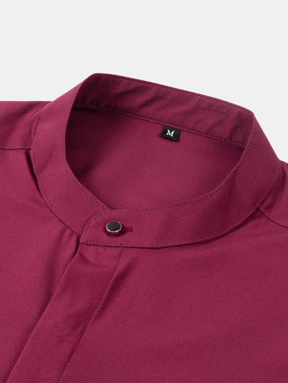 Stehkragenhemd mit verdeckter Knopfleiste und bügelfreier Pflege