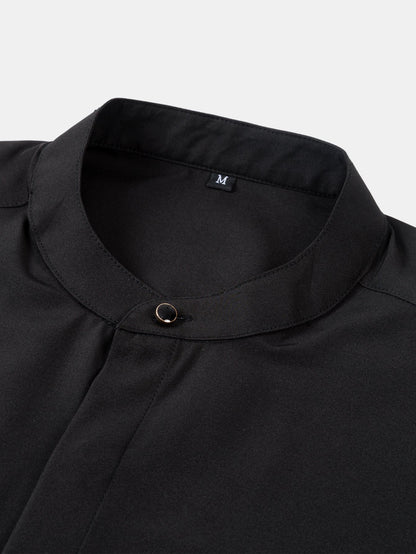 Stehkragenhemd mit verdeckter Knopfleiste und bügelfreier Pflege