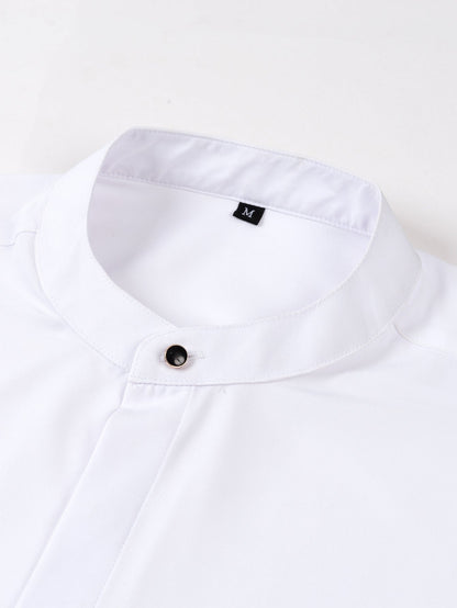 Stehkragenhemd mit verdeckter Knopfleiste und bügelfreier Pflege